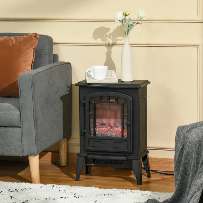 HOMCOM Electric Fireplace Heater, Freestanding Stove 750W/1500W, Black