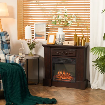 HOMCOM 32" Electric Fireplace, Freestanding Heater, White