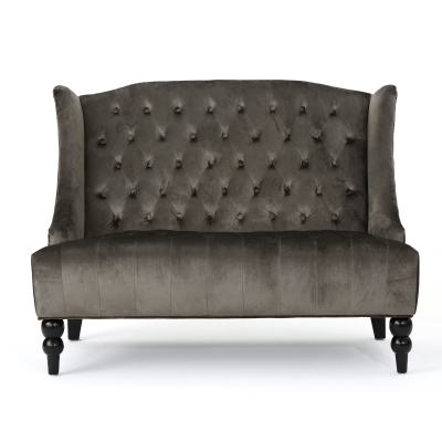 Modern Glam Loveseat Sofa with Velvet Upholstery, Grey