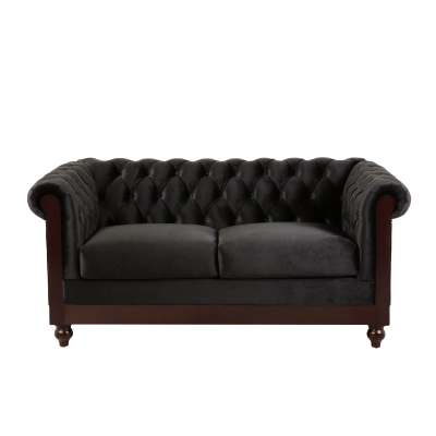 Chesterfield Velvet Loveseat Sofa, Black