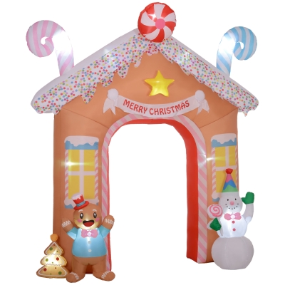 Christmas Inflatable Gingerbread House Archway 104.3" W x 39.4" D x 118.1" H Brown