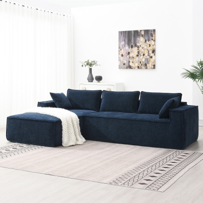 Minimalist Modular Sectional Sofa, Dark Blue