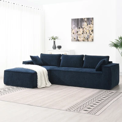 Minimalist Modular Sectional Sofa, Dark Blue