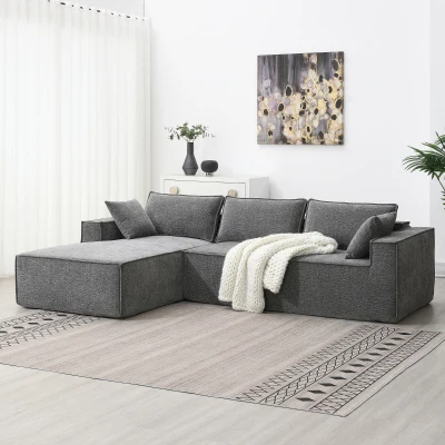 Minimalist Modular Sectional Sofa, Gray