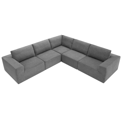 116" Modular L-Shaped Sectional Sofa with 5-Piece Free Combination, Gray