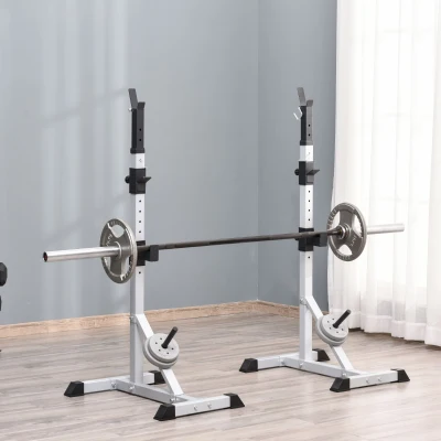 Soozier 2-Piece Adjustable Barbell Squat Rack & Bench Press