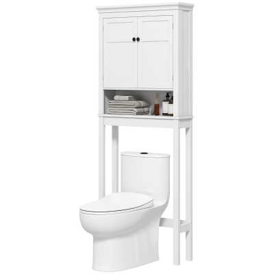 HOMCOM 3-Tier Over Toilet Storage Unit Washing Machine Cabinet Dryer Cabinet with Adjustable Shelf for Bathroom, Laundry