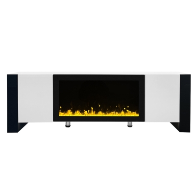 Modern TV Stand for TVs up to 78" with Electric Fireplace, White