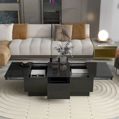 Coffee Table with Hidden Storage, Black
