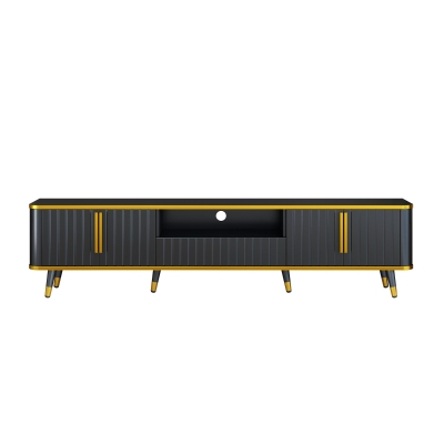 Luxury Minimalism TV Stand with Open Storage Shelf for TVs Up to 85", Gold+Black
