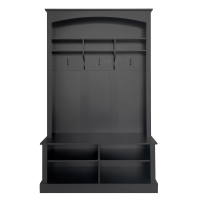 47.5'' Wide Hall Tree with Shoe Storage, Black
