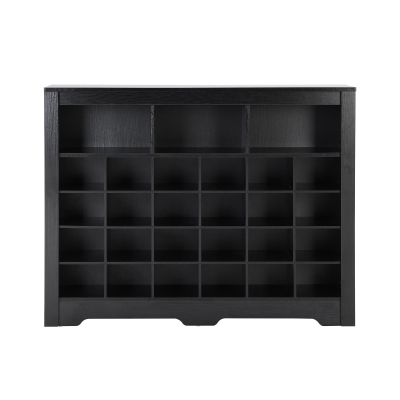 Modern 24-Cubby Shoe Cabinet, Black