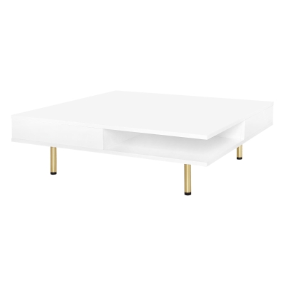 Exquisite High Gloss Coffee Table with 4 Golden Legs, White