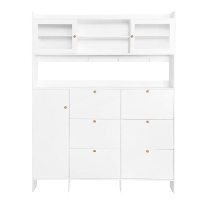 Multifunctional Shoe Cabinet with Storage Shelf, White