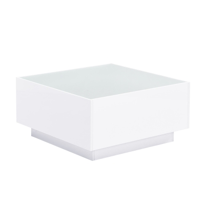 Square High Glossy Coffee Table with 16-Color LED Strip Lights, White