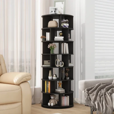360° Spinning Storage Cabinet with 5 Grids Per Layer, Black
