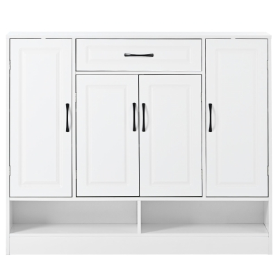 Sleek and Modern Shoe Cabinet with Adjustable Shelves, White