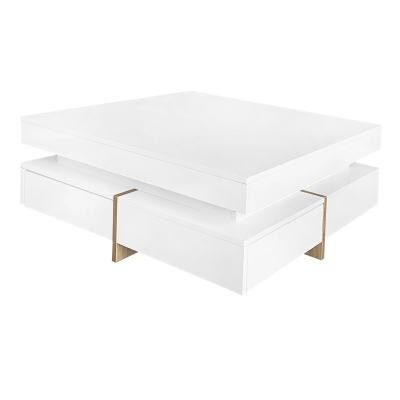 Modern High Gloss Coffee Table with 4 Drawers, White