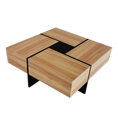 Unique Design Coffee Table with 4 Hidden Storage Compartments, Brown