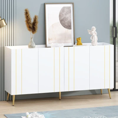Storage Shoe Cabinet with 5 Metal Legs, White