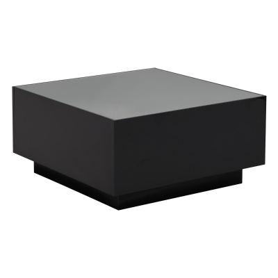 Square High Glossy Coffee Table with 16-Color LED Strip Lights, Black
