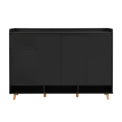 Sleek and Contemporary Shoe Cabinet with Adjustable Shelves, Black
