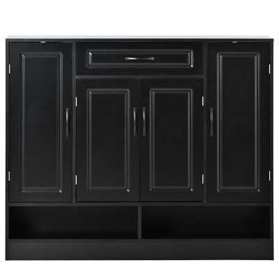 Sleek and Modern Shoe Cabinet with Adjustable Shelves, Black