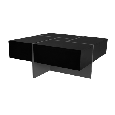 Coffee Table with 4 Hidden Storage Compartments, Black