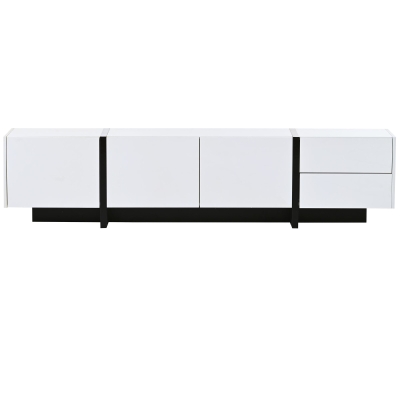 Modern TV Stand Console Table with High Gloss UV Surface, White