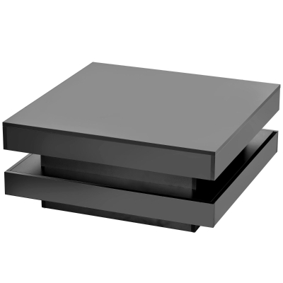 High Gloss Minimalist Coffee Table with LED Lights, Black