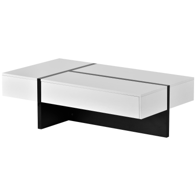 Contemporary Rectangle Coffee Table with Large Drawer, White