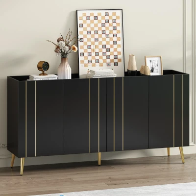 Storage Shoe Cabinet with 5 Metal Legs, Black