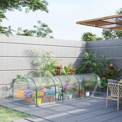 Outsunny 11.5' PVC Metal Tunnel Greenhouse Kit, Garden