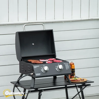 Outsunny 21.75" Portable Charcoal BBQ Grill, Black