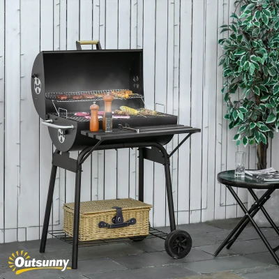 Outsunny 30" Portable Charcoal Grill with Wheels, Outdoor BBQ