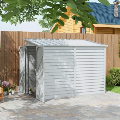 Outsunny 4.6' x 9' Outdoor Metal Storage Shed, Lockable White