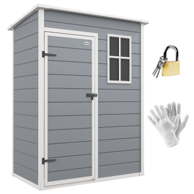 Outsunny 5'x3' Outdoor Storage Shed with Door, Gray