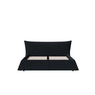 King Size Upholstered Platform Bed with Velvet Headboard, Black