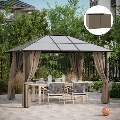 Outsunny 10' x 12' Gazebo Sidewall Set, 4 Panels, Brown