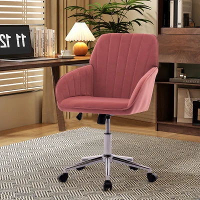 Adjustable Swivel Chair with Memory Foam Cushion and Lumbar Support, Rose Red