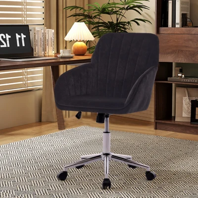 Adjustable Ergonomic Swivel Chair with Memory Foam Cushion and Lumbar Support, Black
