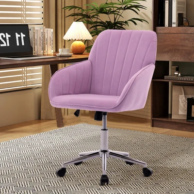 Adjustable Ergonomic Swivel Chair with Memory Foam Cushion and Lumbar Support, Lilac