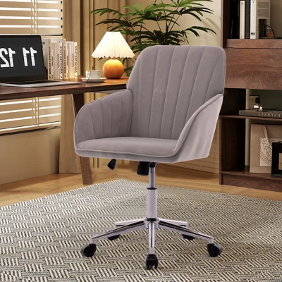 Adjustable Swivel Chair with Memory Foam Cushion and Lumbar Support, Gray