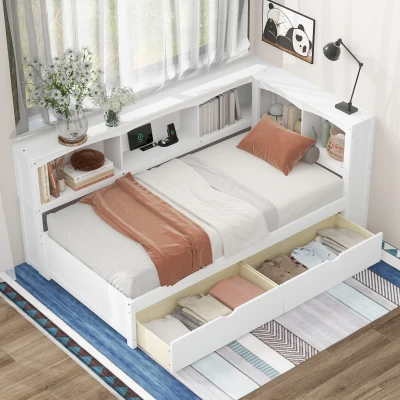 Twin Size Daybed with 2 Storage Drawers, White