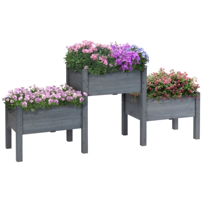 Outsunny 3-Tier Raised Garden Bed, Freestanding Planter Box