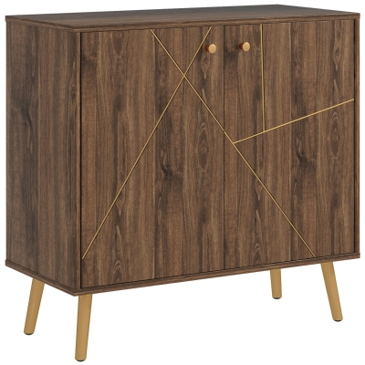 HOMCOM Sideboard Storage Cabinet with Luxurious Steel Lines, Brown