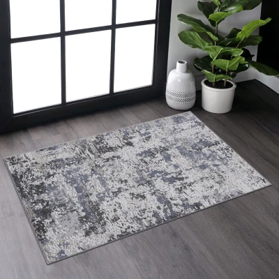 Naar 2x3 Stain-Resistant Area Rug with Cotton Backing, Grey
