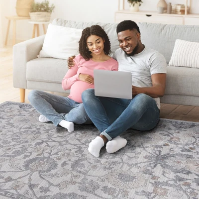 Naar 6x9 Stain-Resistant Area Rug with Cotton Backing, Sand
