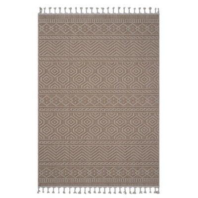 Naar 4x6 Geometric Indoor Outdoor Stain-Resistant Area Rug with Medium Pile Height, Mocha