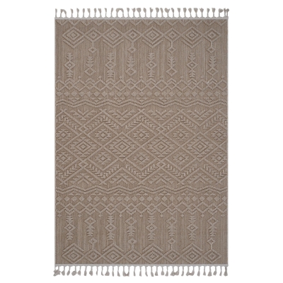 Naar 4x6 Indoor Outdoor Stain-Resistant Area Rug with Medium Pile Height, Natural